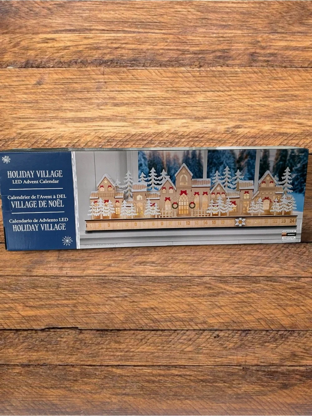 Holiday Village LED Lighted Wooden Christmas Advent Calendar 30
